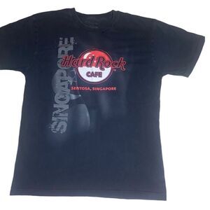 Hard Rock Cafe Sentosa Singapore Classic Logo Graphic T-Shirt Black Vintage Sz L